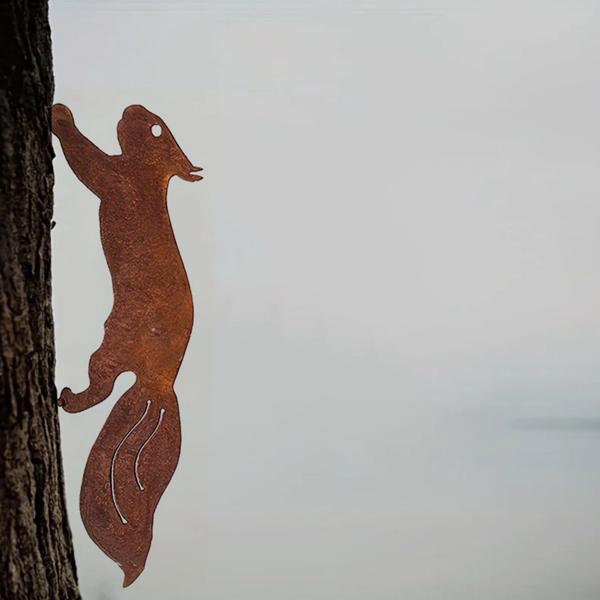 Rusty Squirrel Branch Insert - Unique Tree Decor for Garden, Patio & Outdoor Spaces - Charming and Fascinating Design to Enhance Your Natural Surroundings-Tracking numbers are not updated on Sundays