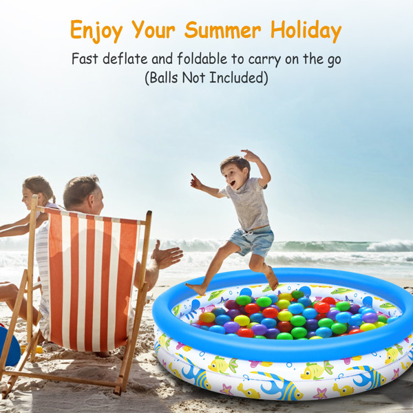 Inflatable Pool ,48x10” Inflatable Swimming Pool Blow Up Family Pool For 2 Kids Foldable Swim Ball Pool Center w/ 3 Velvets Water Drain Plug For Indoor Backyard Beach