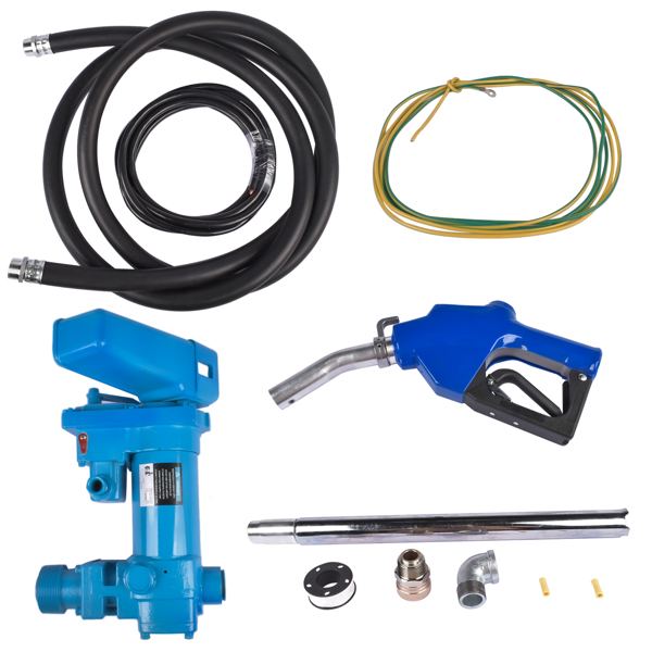High Flow DC Fuel Pump 12 Volt with Automatic Nozzle for Gasoline Kerosene-Blue 