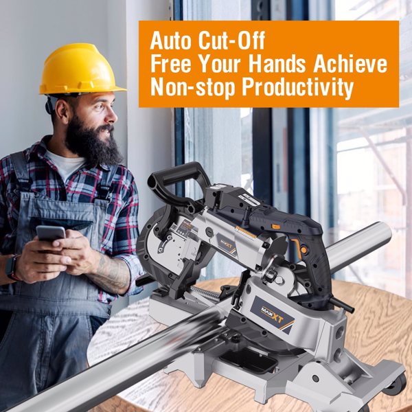 Band Saw with Lightweight Aluminum Base, 10 Amp 5 Inch Deep Cut Bandsaw, Variable Speed Handheld Automatic Multipurpose Cut with Carrying Wheels Portable Metal Saw[Unable to ship on weekends]