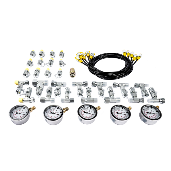 Hydraulic Pressure Test Kit 5 Gauges 13 Test Couplings 5 Test Hoses with Case