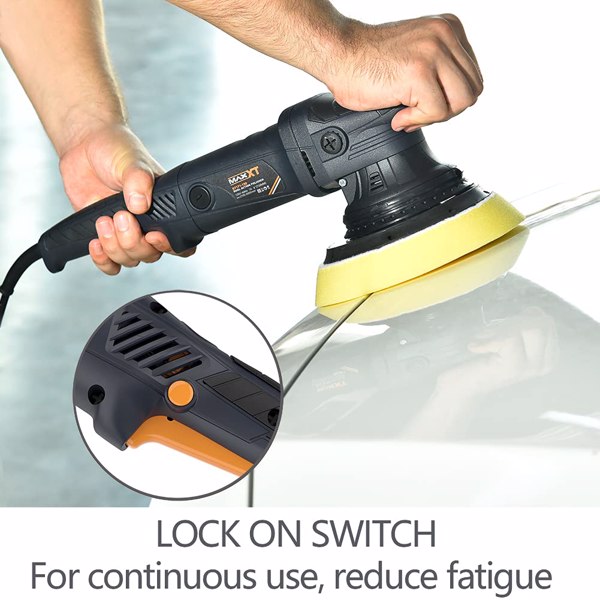 Dual Action Car Buffer, 21mm Random orbital Polisher, 6 Variable Speeds 2100-5000 OPM, 6 inch(150mm) backing plate with 4 polishing Pad, 4M(13ft) Long Cable for car polishing and waxing[Unable to ship