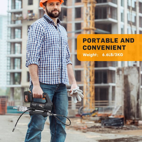 Heavy Equipment Grease Gun Cordless, Max 20000 PSI 20V Grease Gun Battery Powered with 4.0Ah Battery and Quick Charger, 40” Long Hose and LED Light, 6 Speed Electric Grease Gun[Unable to ship on weeke
