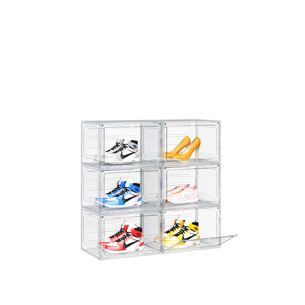 6-Piece Big White Plastic Mesh Shoe Box Set - 33.5*29.5*22cm, Modular Design for Home Storage