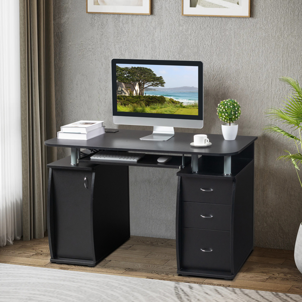 FCH  115* 55*74cm  Black PB Wood 15mm Portable 1pc Door with 3pcs Drawers Computer Desk