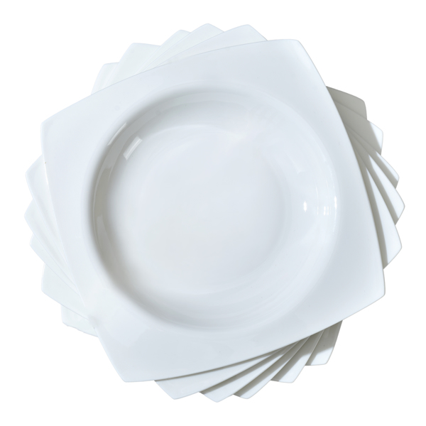 Salad Kitchen Plate set for 6,Square Plate Sets for Elegant Dining,Microwave Safe White Plates Ceramic Tableware Set,Ideal for Home or Restaurant
