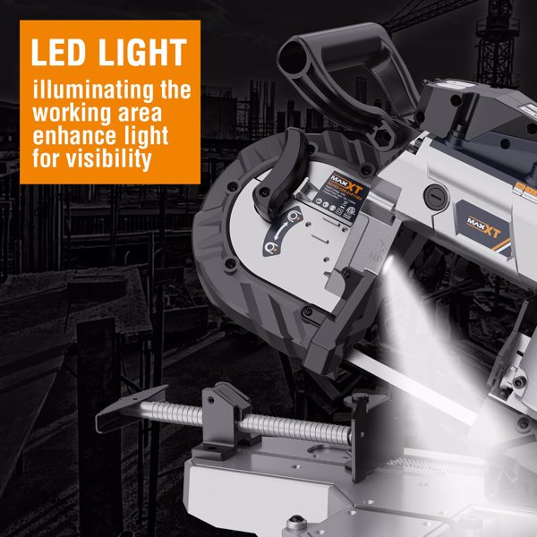 Band Saw with Lightweight Aluminum Base, 10 Amp 5 Inch Deep Cut Bandsaw, Variable Speed Handheld Automatic Multipurpose Cut with Carrying Wheels Portable Metal Saw[Unable to ship on weekends]