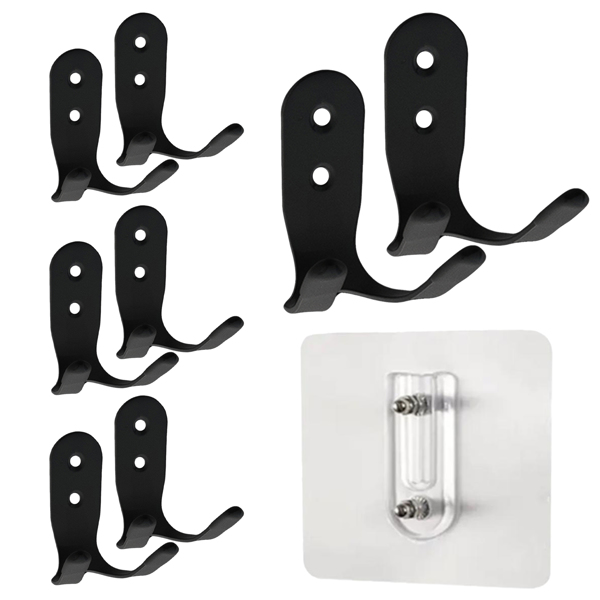 Stainless steel large-sized double-ended hook without drilling holes for kitchen and bathroom storage, suitable for hanging clothes and other items