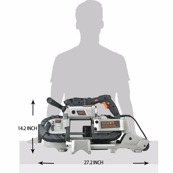 Band Saw with Lightweight Aluminum Base, 10 Amp 5 Inch Deep Cut Bandsaw, Variable Speed Handheld Automatic Multipurpose Cut with Carrying Wheels Portable Metal Saw, Band Saws for Metal Wood[Unable to 