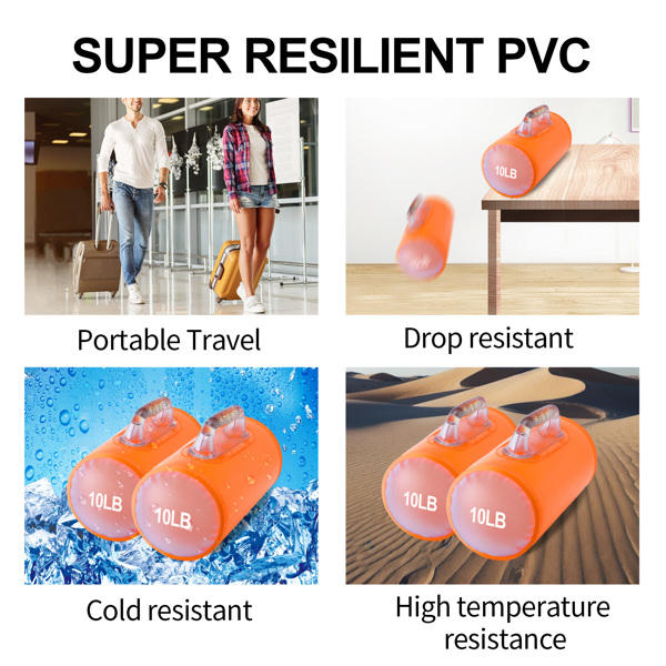 水哑铃套装，可调节重量哑铃，便携式训练器材，20磅/对，可折叠健身配件，举重水袋，适用于力量训练、塑形和肌肉锻炼-4