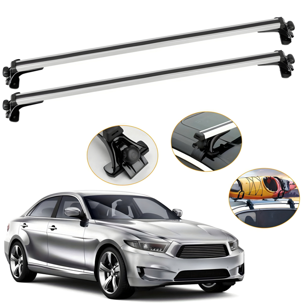 47.24in Universal Top Roof Rack Cross Bar Cargo Carrier Aluminum Crossbar Rack with 165LBS Capacity Fit for Most Vehicle Wagon Car Without Roof Side Rail