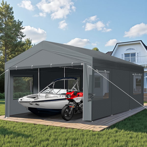 12x20 ft Carport Car Port Canopy Grey