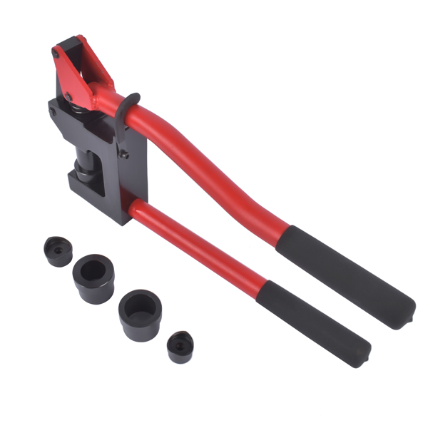 Red Manual Knockout Hole Punch Driver Kits Lever Sheet Metal Stud Punch with Dies for Pipe Sizes 7/8", 1-1/8", 1-11/32"