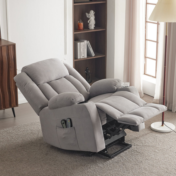 1pcs grey fabric electric elderly chair with 8-point massage belt heating 120kg indoor functional chair, UK