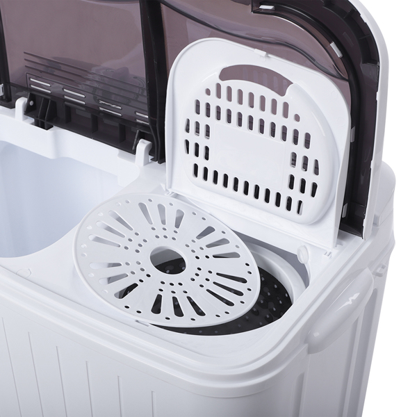 【same code：05164613】Compact Twin Tub with Built-in Drain Pump XPB35-188S 14.3(7.7 6.6)lbs Semi-automatic Gray Cover Washing Machine