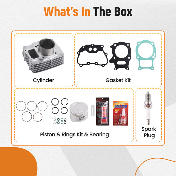 气缸活塞顶端套件适用于Honda Recon TRX250 Sportrax TRX250EX 1997-2023-2