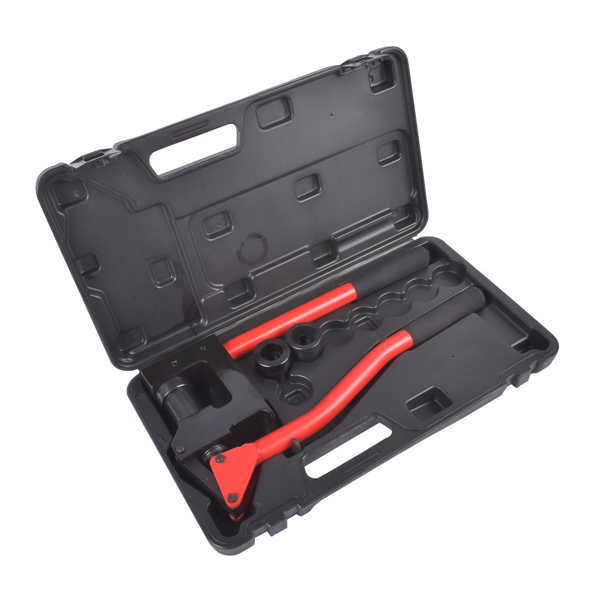 Red Manual Knockout Hole Punch Driver Kits Lever Sheet Metal Stud Punch with Dies for Pipe Sizes 7/8", 1-1/8", 1-11/32"