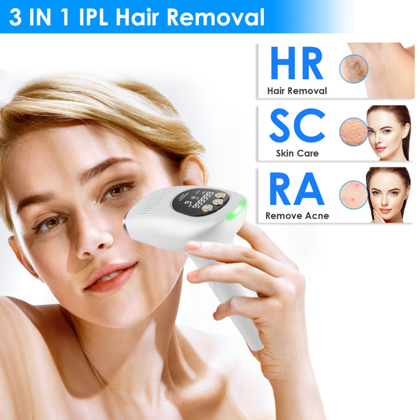 3 In 1 Ice Cooling Laser Hair Removal Painless Permanent At-Home IPL Hair Removal with 999,999 Flashes 9 Energy Levels 2 Flash Modes for Armpits Legs Arms Bikini Line