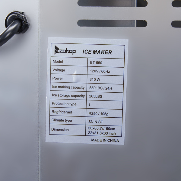美规 BT-550主机 120V 700W 550lbs/250kg/24h 制冰机 银色 不锈钢 液晶显示屏/13*14铜冰格 商用-66