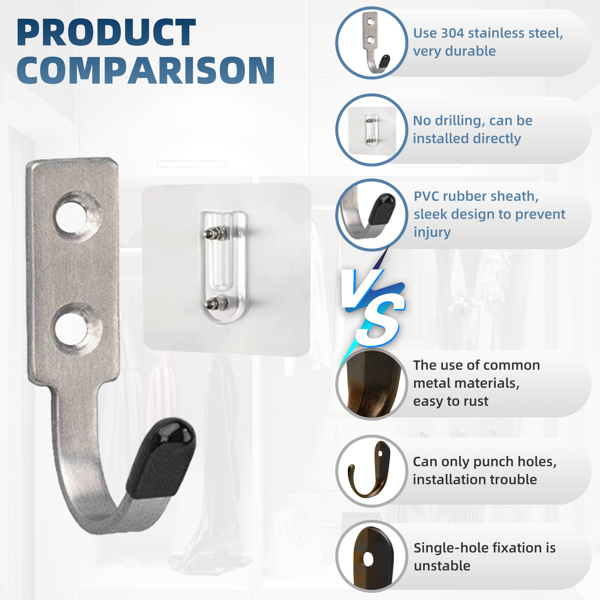 Stainless steel entrance hall decoration multi-scenario hooks for student schoolbags hooks