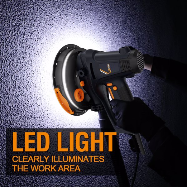 Handheld Drywall Sander 810W, Electric Sander for Walls,Rough and fine Sanding, 1500-2800RPM Variable Speed, Upgraded Pad, Adjustable Suction, Self-Dust-Extraction (120, Volts)[Unable to ship on weeke
