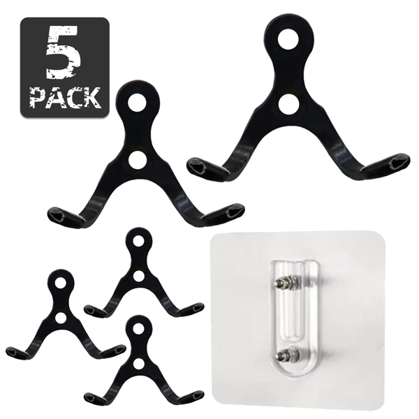 Stainless steel double-hung hooks for multi-functional use in bathroom entrance, living room and other areas.