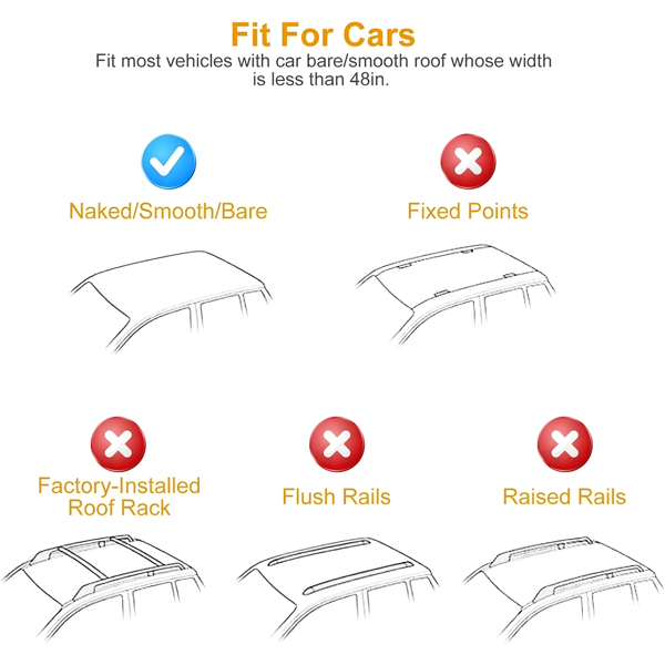 47.24in Universal Top Roof Rack Cross Bar Cargo Carrier Aluminum Crossbar Rack with 165LBS Capacity Fit for Most Vehicle Wagon Car Without Roof Side Rail
