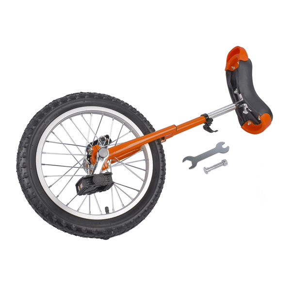 Height Adjustable Unicycle, 16 Inch Wheel Monocycle for Balance Exercise, Easy Assembly Singe Wheel Cycle for Circus Performance, Outdoor Fitness (Orange)