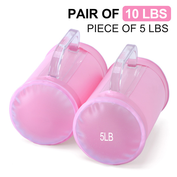 水哑铃一对，可折叠旅行哑铃，10磅健身女士哑铃套装，便携式训练器材，适用于核心训练、塑形、俯卧撑-2