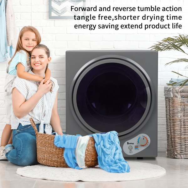 GYJ25-78G2 Compact Portable Household clothes Dryer 2.5KG 1.6cuft with Stainless Steel Drum Black and White 120V MECHANICAL Control ETL Certification