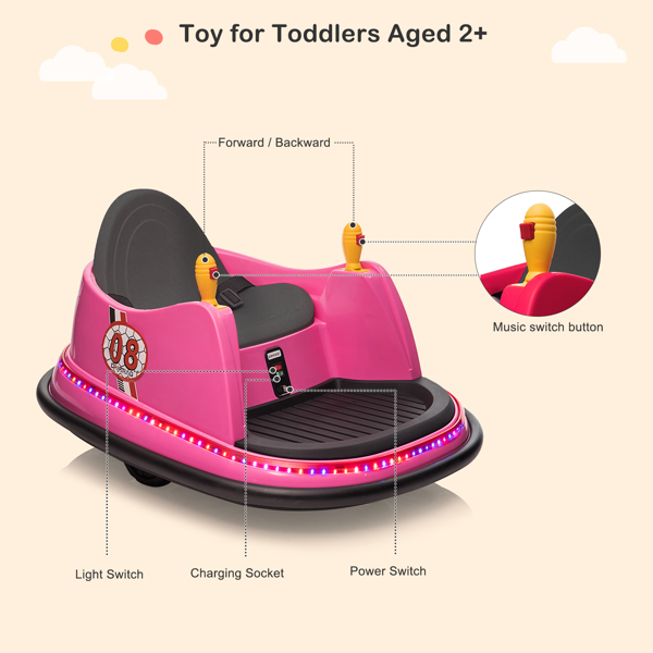  【Same code 65817206】6V 7A.h Bumper Car Pink