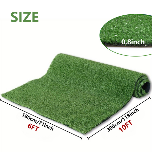 6FTx10FT Artificial Grass Carpet: Synthetic Turf Mat with 15mm Height & Drainage Holes. Great for Indoor/Outdoor Use, Ideal for Pet Dogs, Garden Lawns, and Patio Landscaping