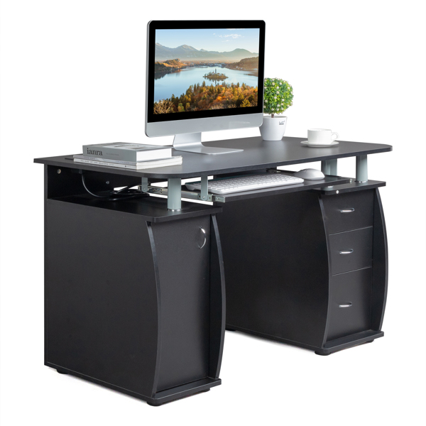 FCH  115* 55*74cm  Black PB Wood 15mm Portable 1pc Door with 3pcs Drawers Computer Desk