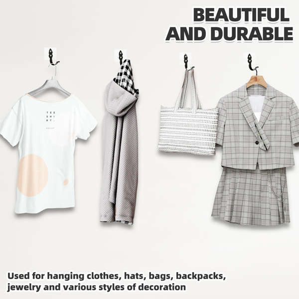 Hanging hooks for clothes, hats, small items in the bathroom, hotel kitchen, with no need for drilling. Decorative Huacu-shaped hooks