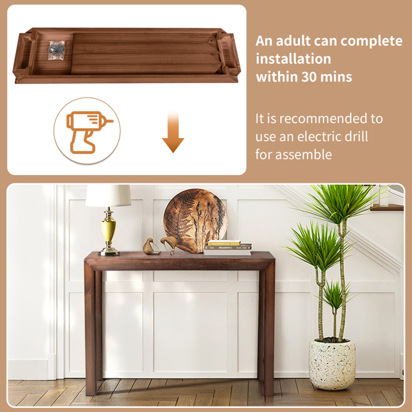 46 inch Pinewood Entryway Table, Console Table Entrance Table, Narrow Sofa Table for Living Room Entryway Hallway, Walnut