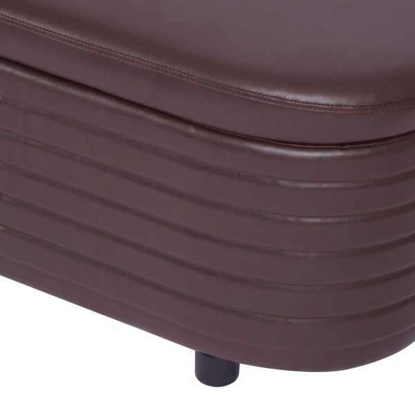 Brown Pu Leather, Modern Upholstered Storage Bench, End Of Bed Stool, For Living Room, Entryway, Bedroom