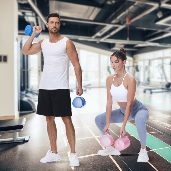 水哑铃一对，可折叠旅行哑铃，10磅健身女士哑铃套装，便携式训练器材，适用于核心训练、塑形、俯卧撑-5