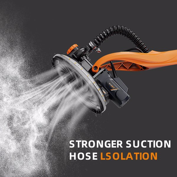 Drywall Sander with Vacuum Dust Collection, 6 Variable Speed Foldable Telescopic Electric Wall Sander, Popcorn Ceiling Removal Tool, 1900RPM Power Sander Tool, LED Light, 18Pcs Sanding Discs[Unable to