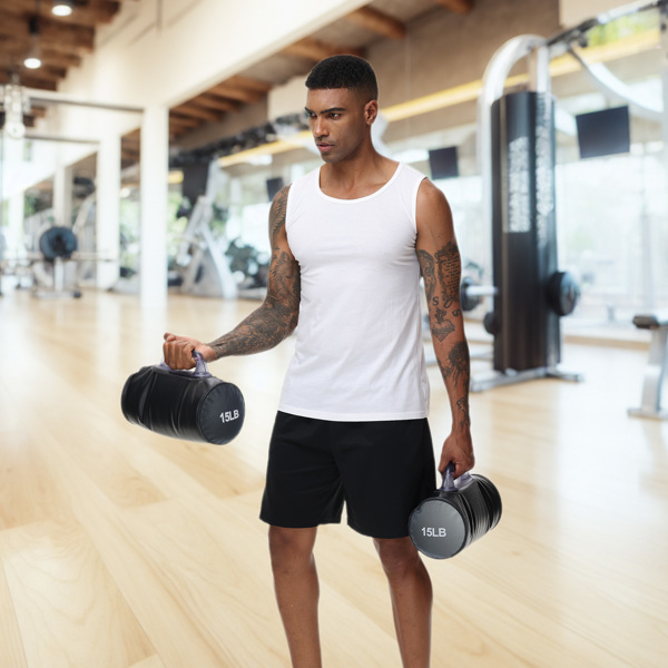 可调节重量哑铃，30磅哑铃一对，便携式训练器材，注水哑铃套装，可折叠健身举重水袋，用于力量训练、肌肉锻炼、塑形、腹肌训练-3