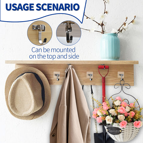 Stainless steel dual-purpose movable side-mounted top-loading hook for bathroom and kitchen load-bearing hook