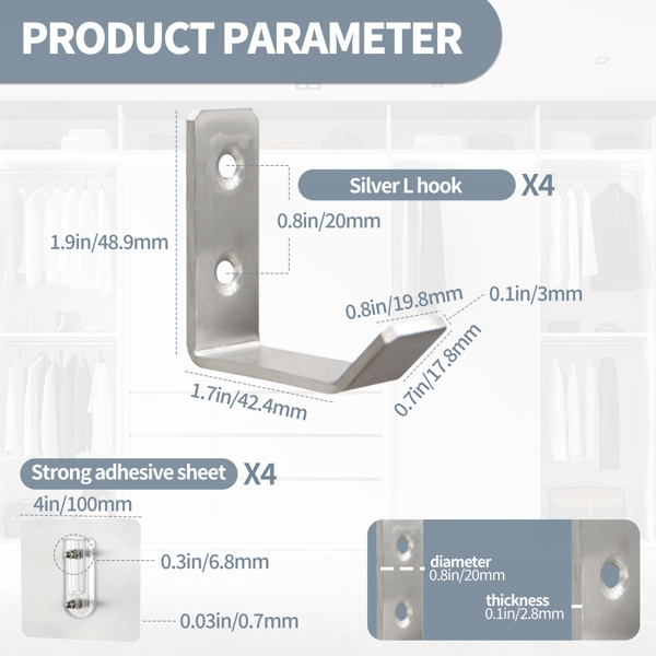 L-shaped practical hook multi-functional cabinet, wardrobe, bathroom, kitchen, living room hook