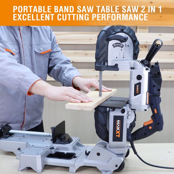 Band Saw with Lightweight Aluminum Base, 10 Amp 5 Inch Deep Cut Bandsaw, Variable Speed Handheld Automatic Multipurpose Cut with Carrying Wheels Portable Metal Saw[Unable to ship on weekends]