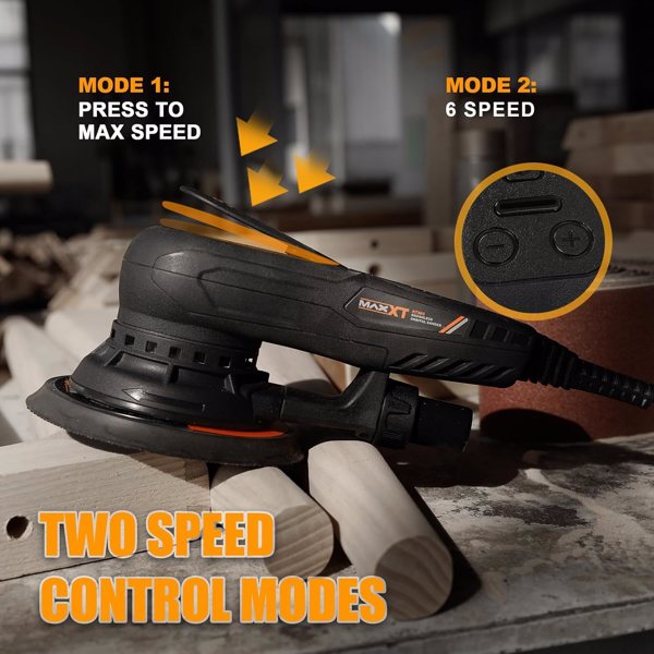 Electric 5mm Random Orbital Sander Brushless 350W 3A Multi-function Variable Speed Electric Corded Orbital Sanders Machine with 10 Sanding Paper for Woodworking (R7303-5.0mmOrbit)[Unable to ship on we