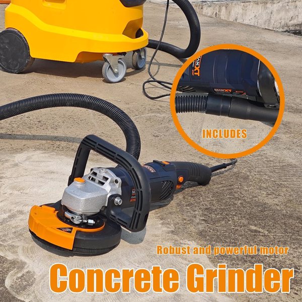 5 Inch Concrete Surfacing Grinder, 1500W 14A Motor, 7 Adjustable Speed Angle Grinder Kit with Diamond Disc, Removable Guard, for Polishing and Grinder Stone Cement Marble Granite[Unable ship weekends]