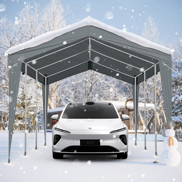 12X20FT  Carport Car Port Canopy Grey without Sidewalls