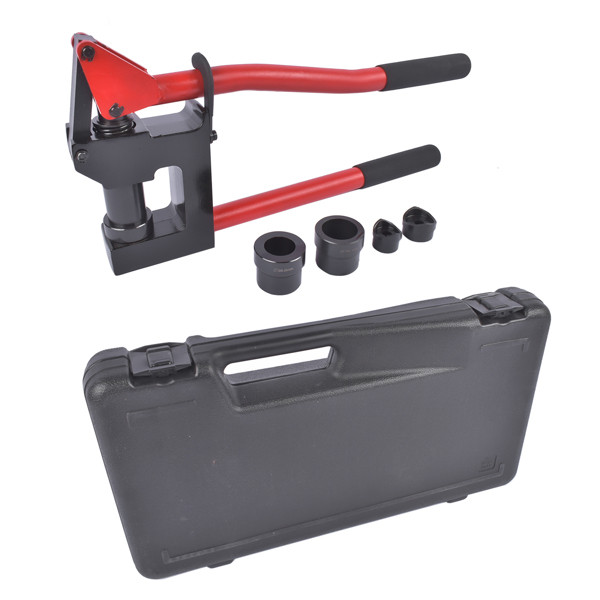 Red Manual Knockout Hole Punch Driver Kits Lever Sheet Metal Stud Punch with Dies for Pipe Sizes 7/8", 1-1/8", 1-11/32"