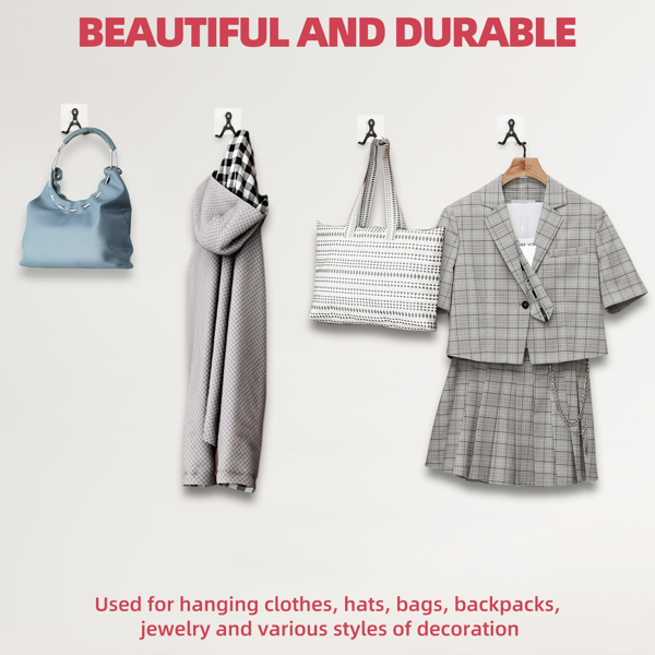 Stainless steel double-hung hooks for multi-functional use in bathroom entrance, living room and other areas.