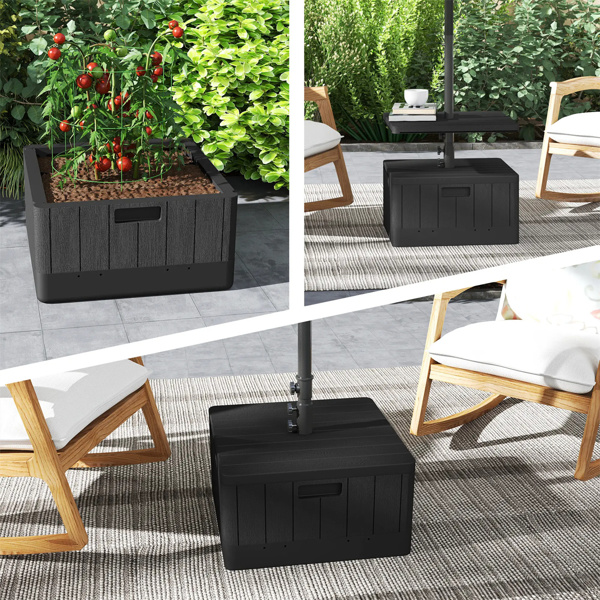 Weighted Umbrella Stand with Table Tray and Wheels - Black