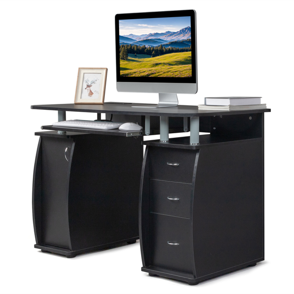 FCH  115* 55*74cm  Black PB Wood 15mm Portable 1pc Door with 3pcs Drawers Computer Desk