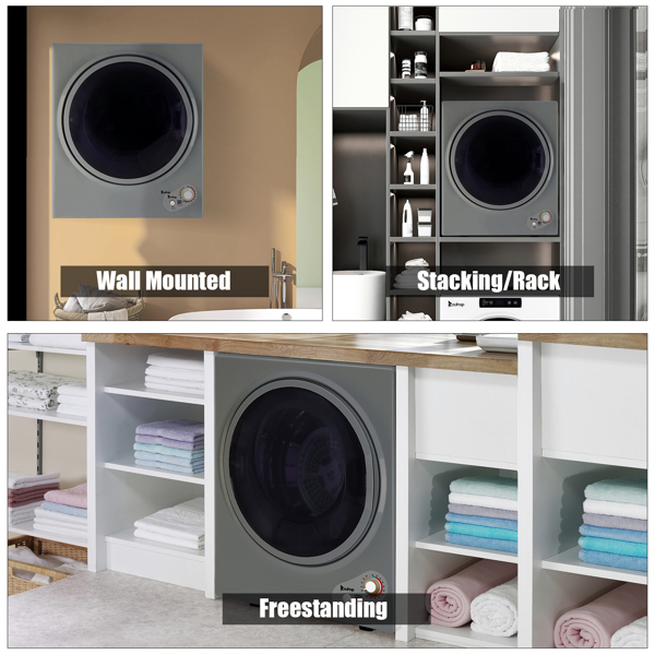 GYJ25-78G2 Compact Portable Household clothes Dryer 2.5KG 1.6cuft with Stainless Steel Drum Black and White 120V MECHANICAL Control ETL Certification